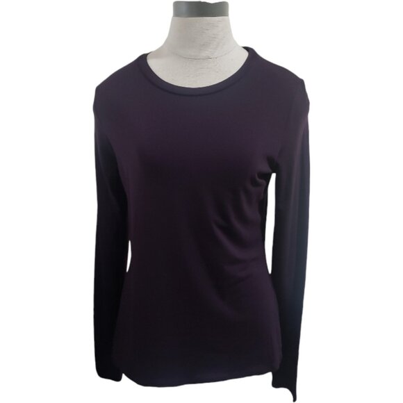 CT1834 Adrienne Vittadini Long Sleeve Purple Tee M - Picture 1 of 3